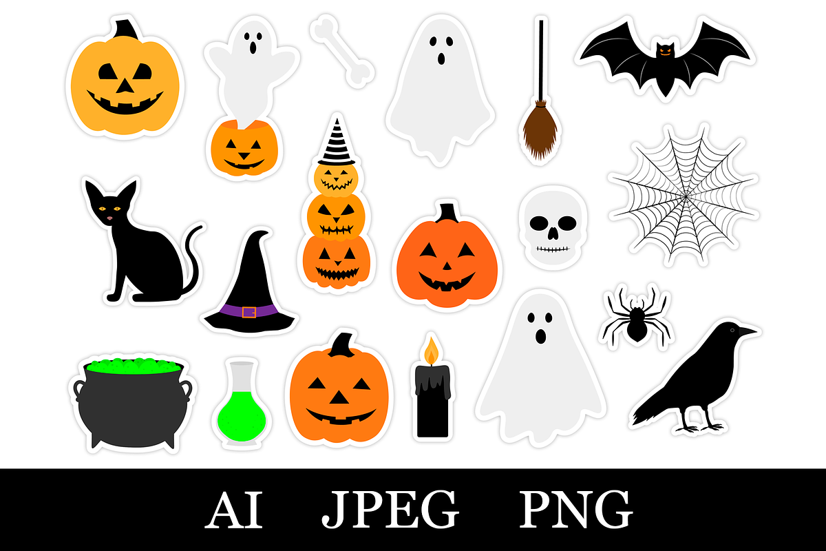 Halloween stickers PNG template, an Animal Illustration by IrinaShishkova (Photo 1 of 4)
