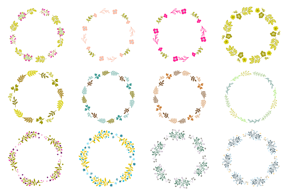 Floral vector AI wreaths and brushes, an Object Graphic by bigmomentsdesign (Photo 5 of 11)