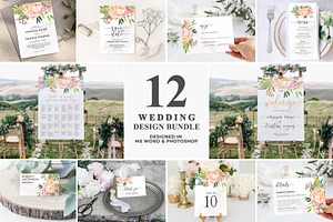 Blush Floral Wedding Invitation Set, an Invitation Template by DesignDevisers