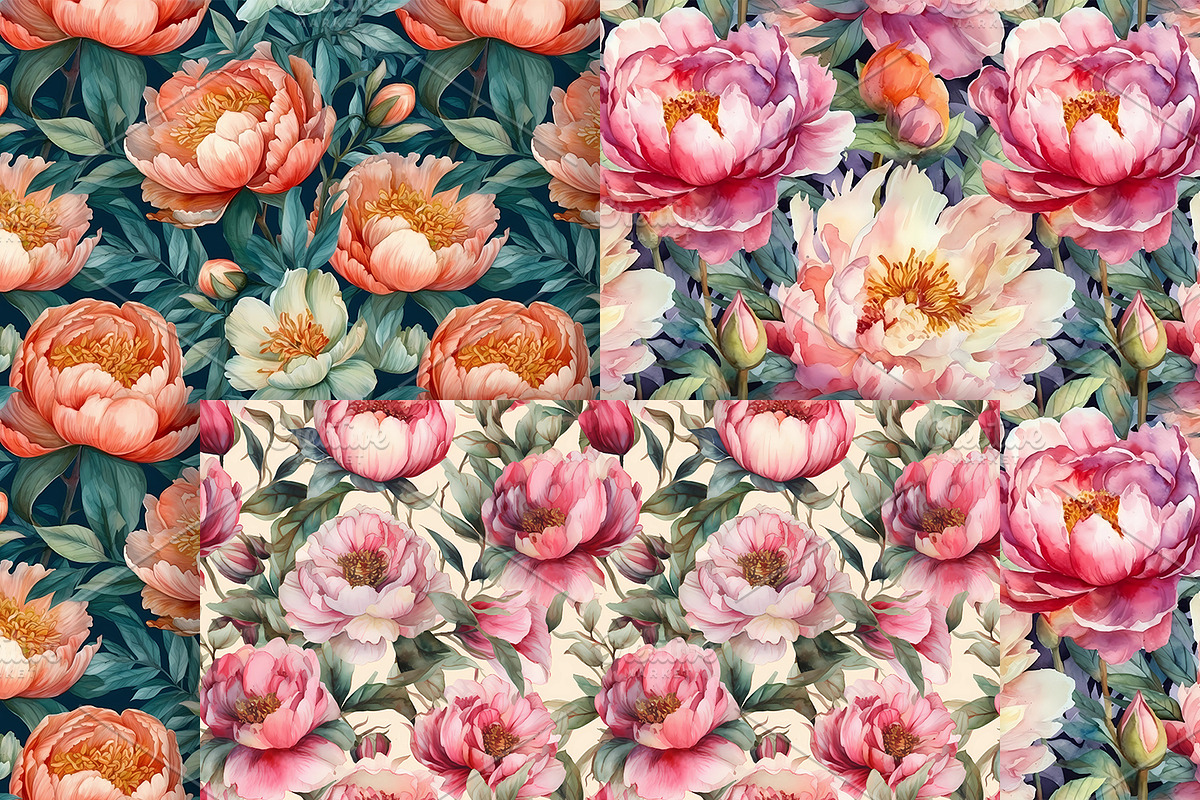 Peony Flowers Seamless Patterns, a Pattern Graphic by ArtIrisArt (Photo 11 of 12)
