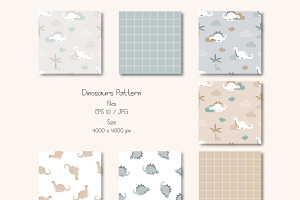 Pastel Dinosaur Seamless Pattern, a Pattern Graphic by lindoet23