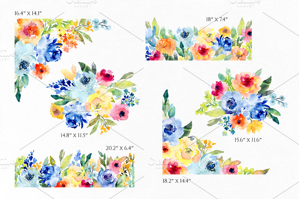 Bright Watercolor Spring Flowers, an Illustration by GraphicsDish (Photo 3 of 4)