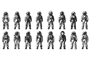 Astronaut Spacesuits Linocut Print