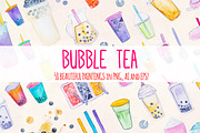 58 Bubble Tea Watercolor Graphics, a Food Illustration by Violet LeBeaux (Thumbnail 1 of 3)