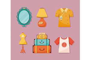 six flea market icons, an Object Illustration by studiogstock