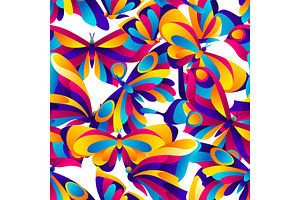 Seamless Pattern With Butterflies.