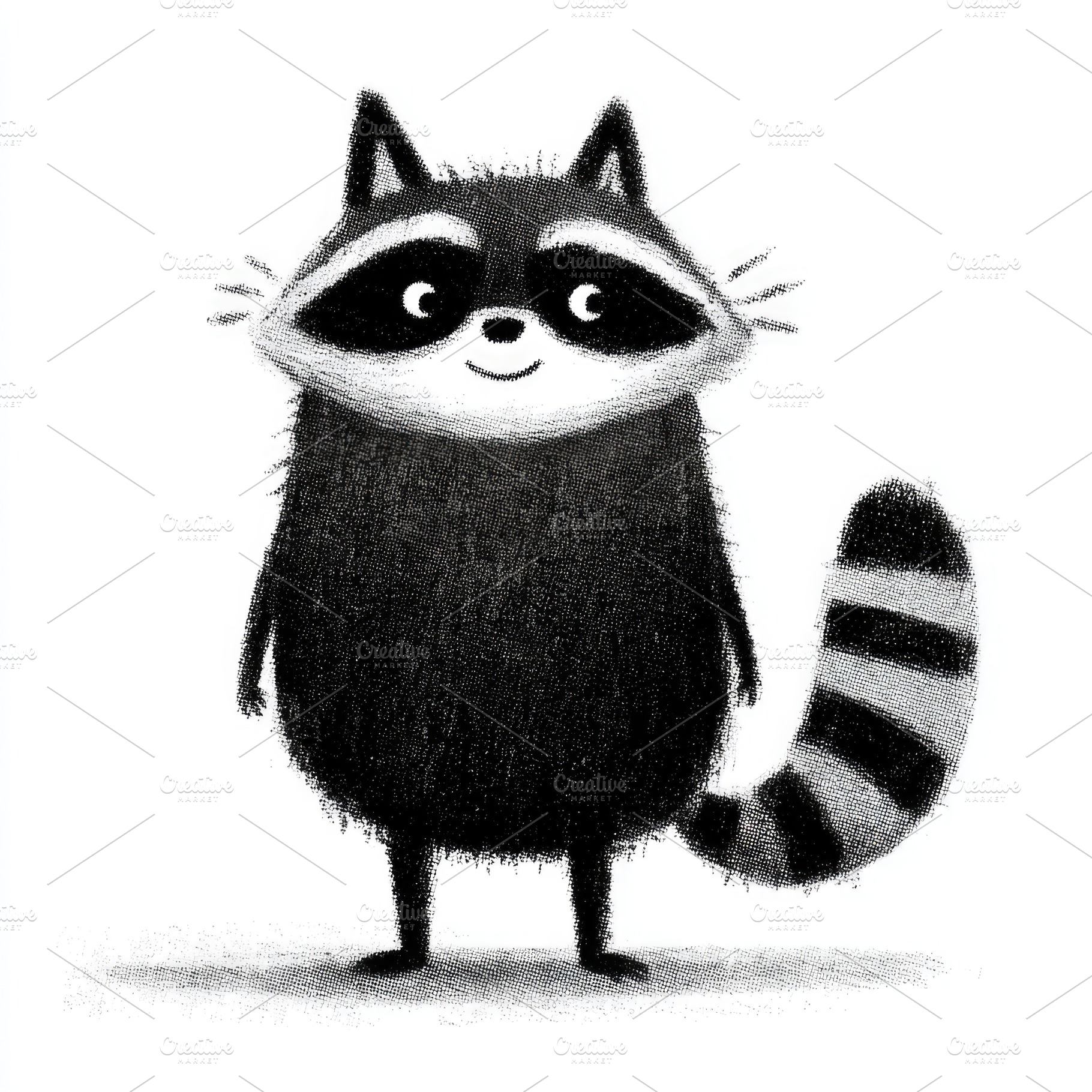 Cute raccoon doodle illustration isolated on white background, an Animal Photo by José Manuel Gelpi