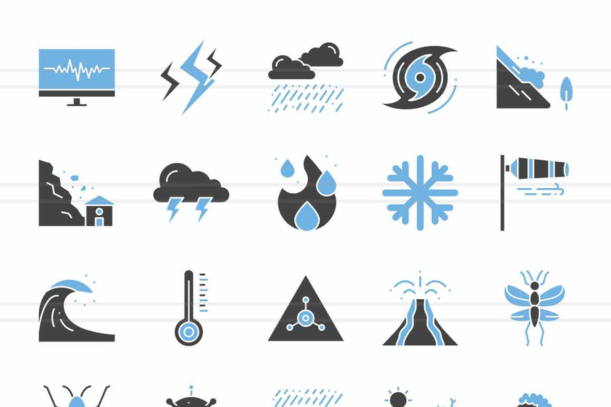 50 Disasters Blue & Black Icons, an Icon by IconBunny (Photo 2 of 2)