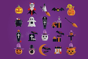 3d Icons Halloween Holiday Pack