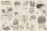 Garden and Birds LineArt + Procreate, an Animal Illustration by Skliarova (Thumbnail 3 of 4)