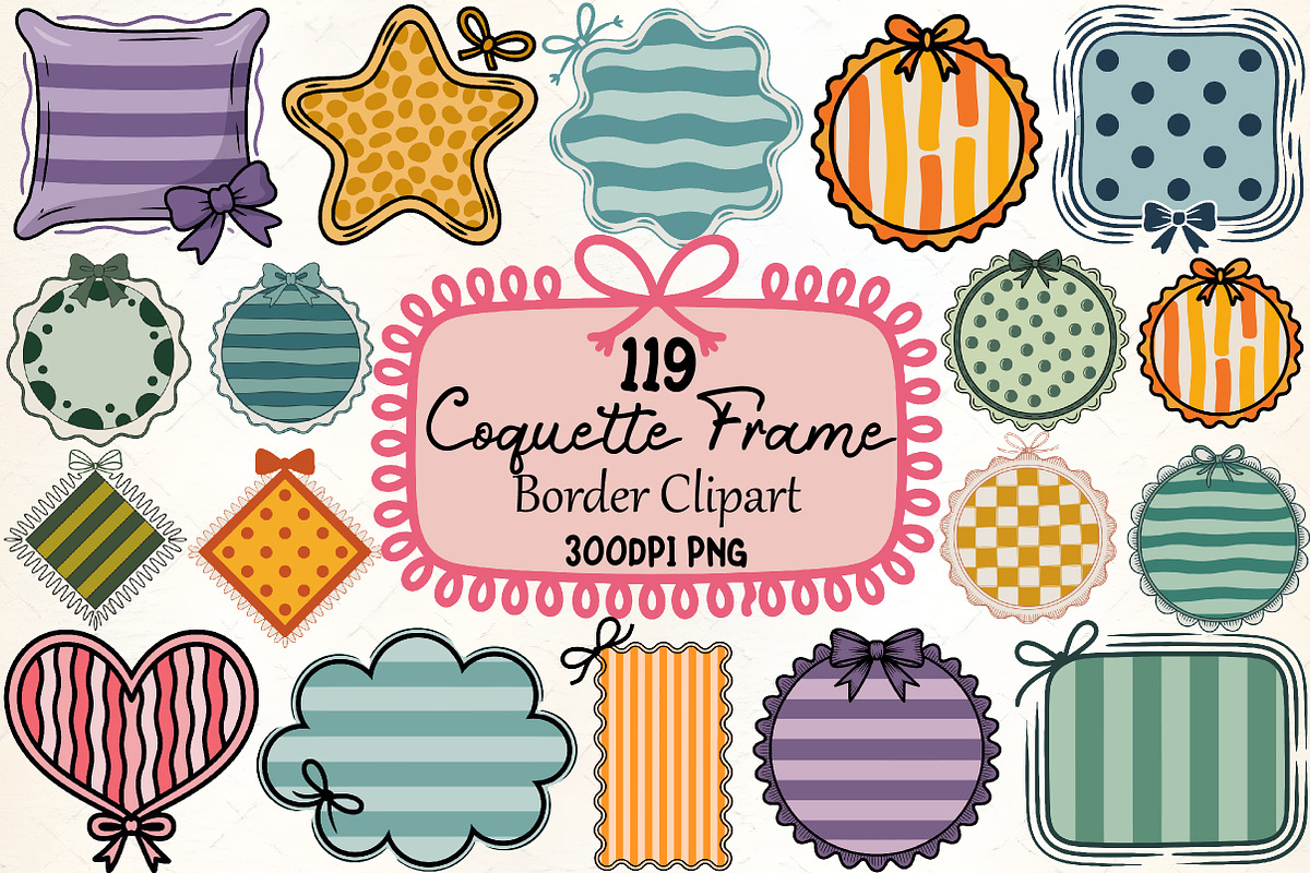 Coquette Frame Border Clipart, an Illustration by CrexoraLab (Photo 1 of 5)