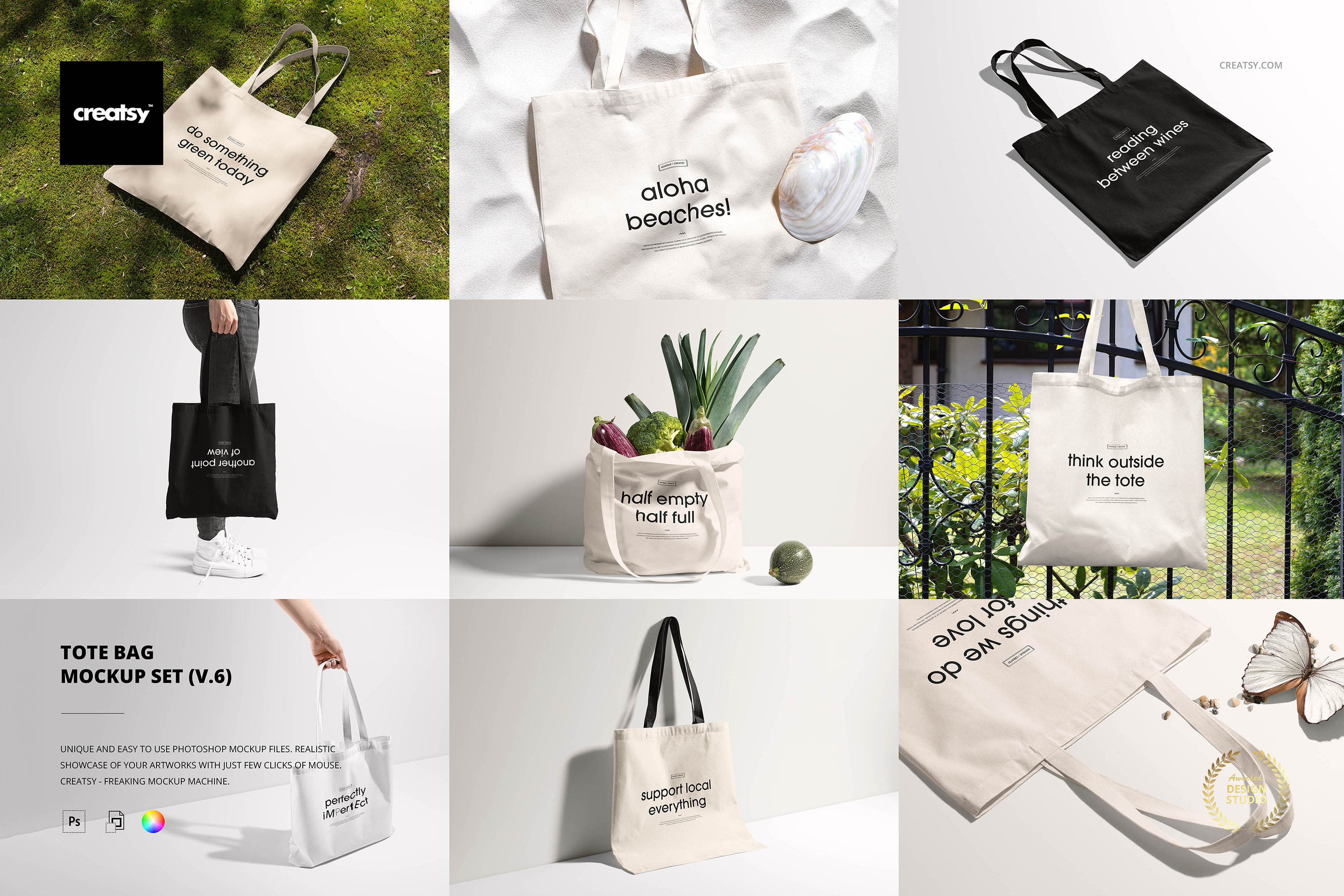 Tote Bag Mockup Set (v.6), a Packaging Mockup by creatsy5