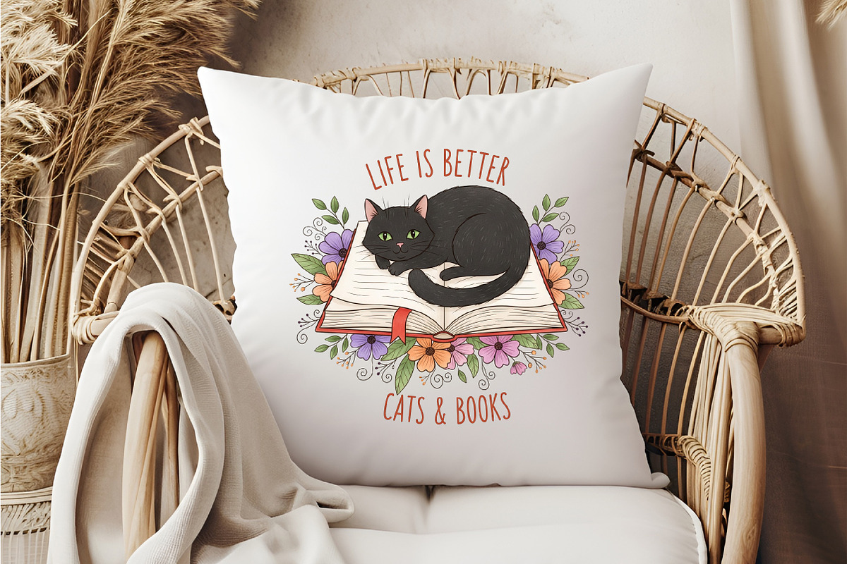 Life is Better,Cat And Books, an Illustration by DreamCafeArt (Photo 5 of 6)