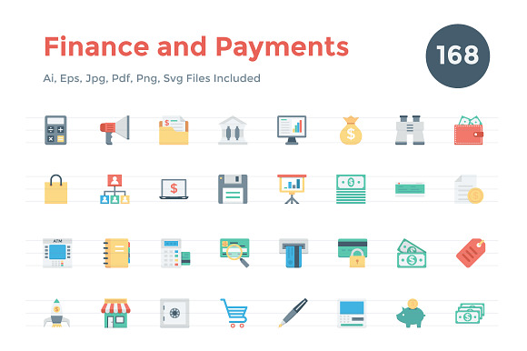 150 Flat Finance And Payments Icons