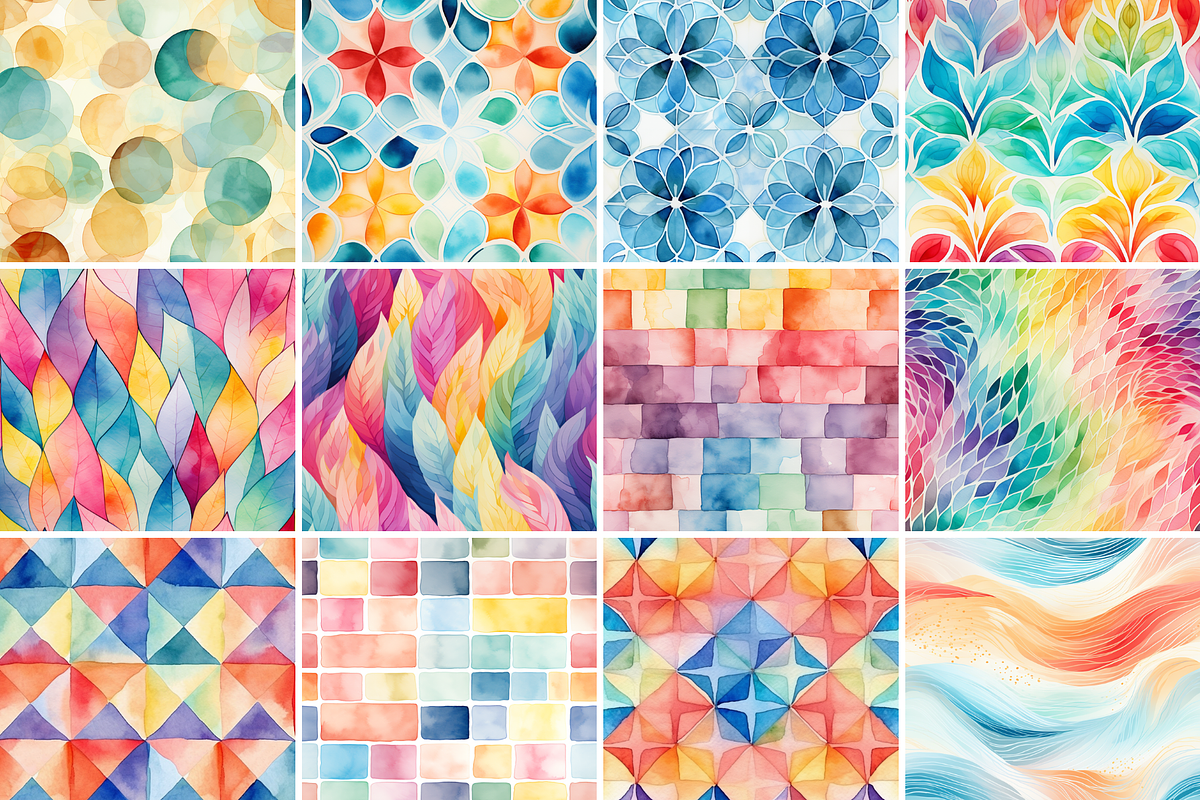 Watercolor Seamless Patterns, a Pattern Graphic by Digidz (Photo 3 of 4)
