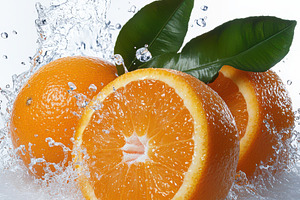 Fresh delicious orange slice with wa, a Health & Medical Photo by Pixeness Studio