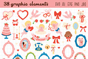 Vintage Valentine Vector Collection, a Decorative Illustration by NataKa (Thumbnail 2 of 10)