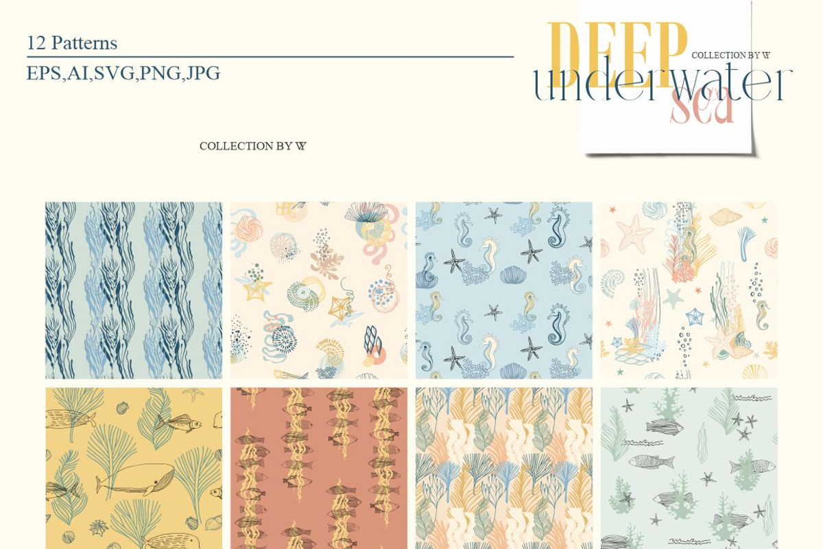 Deep underwater sea, an Animal Illustration by Collection by VY (Photo 13 of 14)