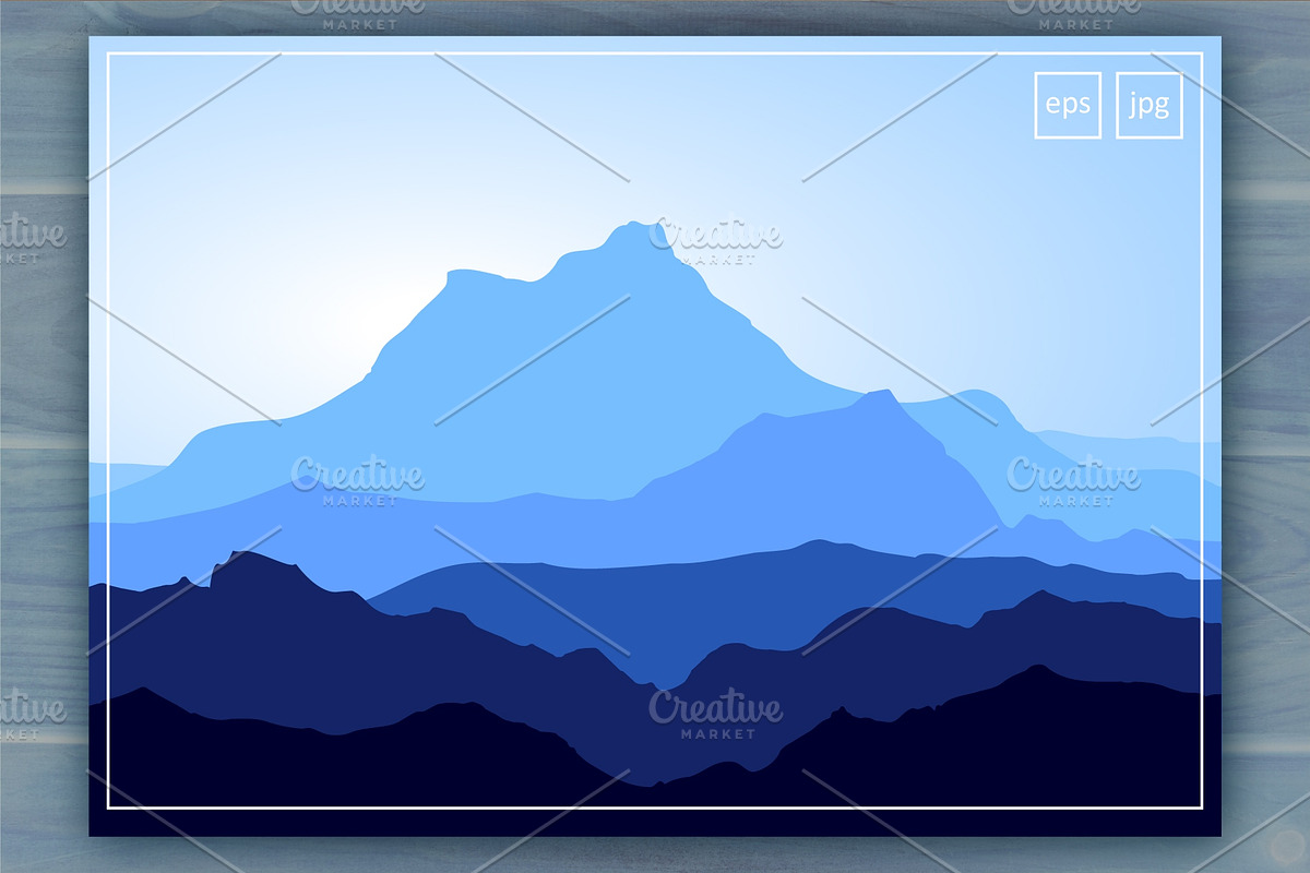 Huge Blue Mountains Vector Set, an Illustration by MSA-Graphics (Photo 1 of 4)