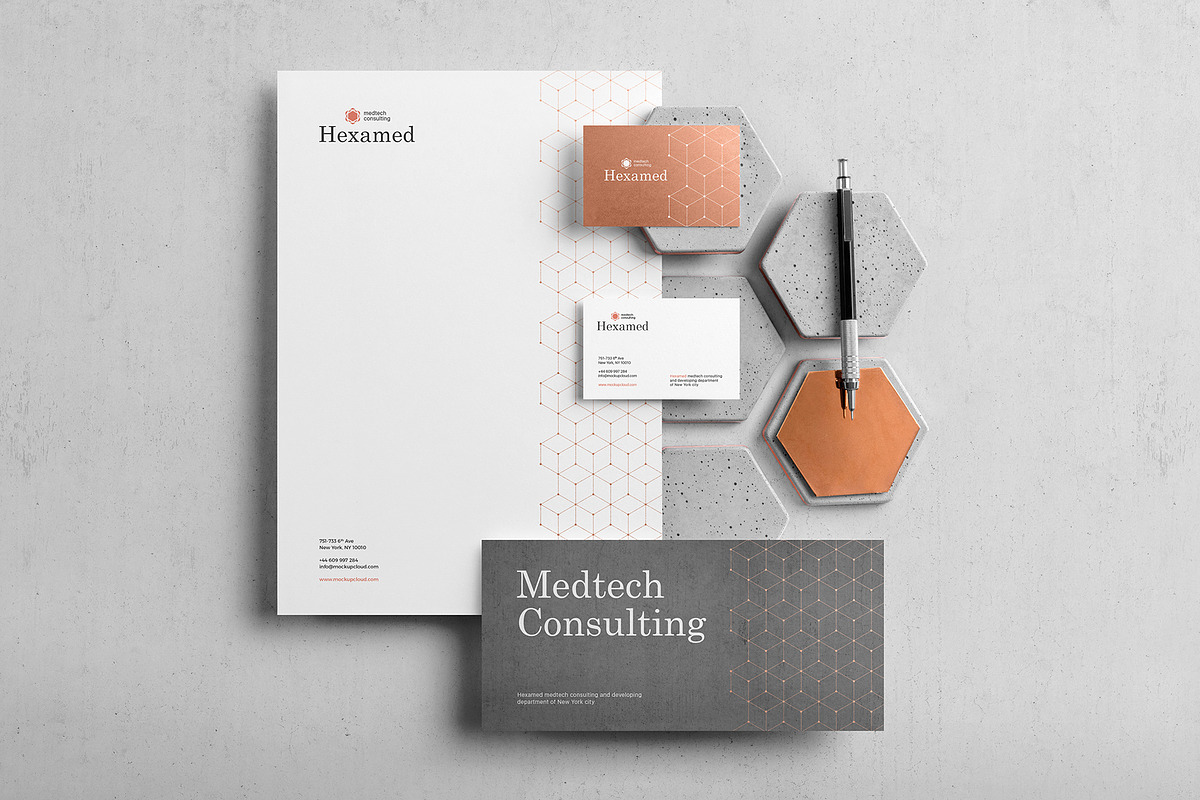 Hexamed Branding Mockup, a Product Mockup by Mockup Cloud