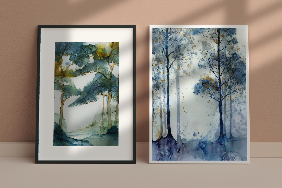 Blue Forest Landscape Art, a Decorative Illustration by Housui Patterns (Photo 8 of 12)