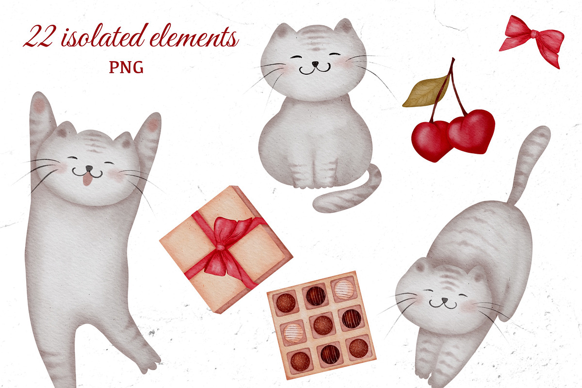 Valentine Watercolor Set, a Seasonal Illustration by ZabolotnaArt (Photo 2 of 11)