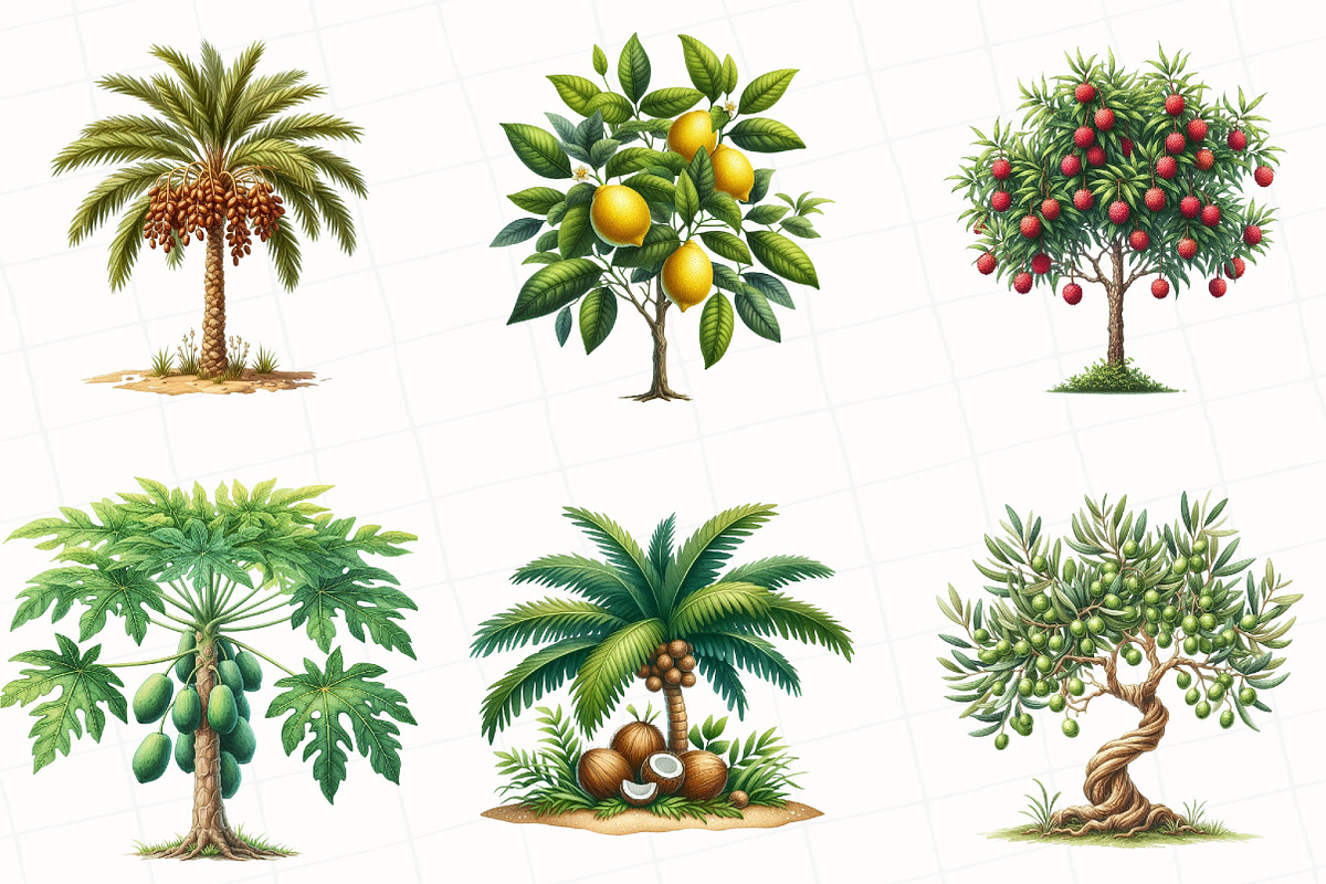 Watercolor Fruit Trees Clipart, an Illustration by OK Design (Photo 4 of 5)