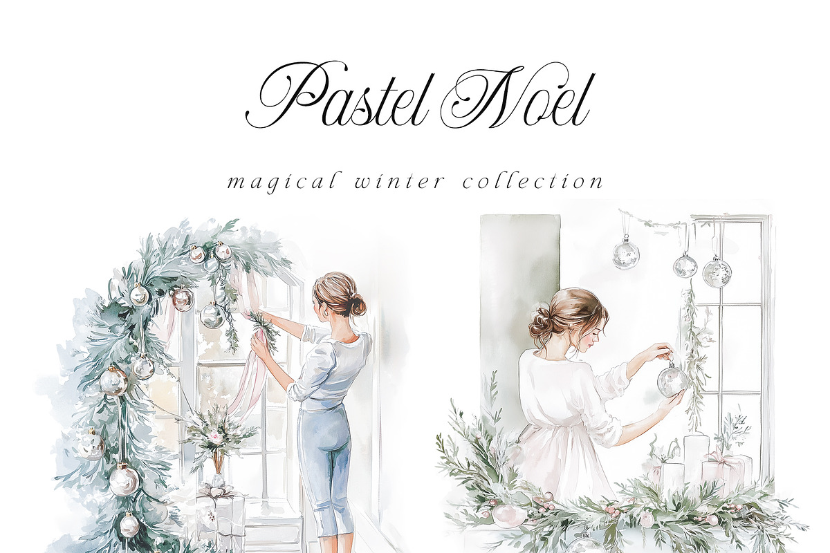 Pastel Noel - Magical Winter Set, a Seasonal Illustration by studioequinox (Photo 2 of 10)
