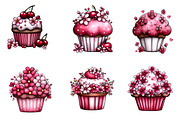 Whimsical Spring Cupcake Clipart, an Illustration by CreationArt (Thumbnail 2 of 7)