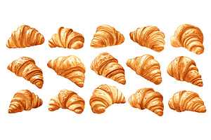 Croissants Vector Icons Cartoon, a Food Illustration by LadadikArt
