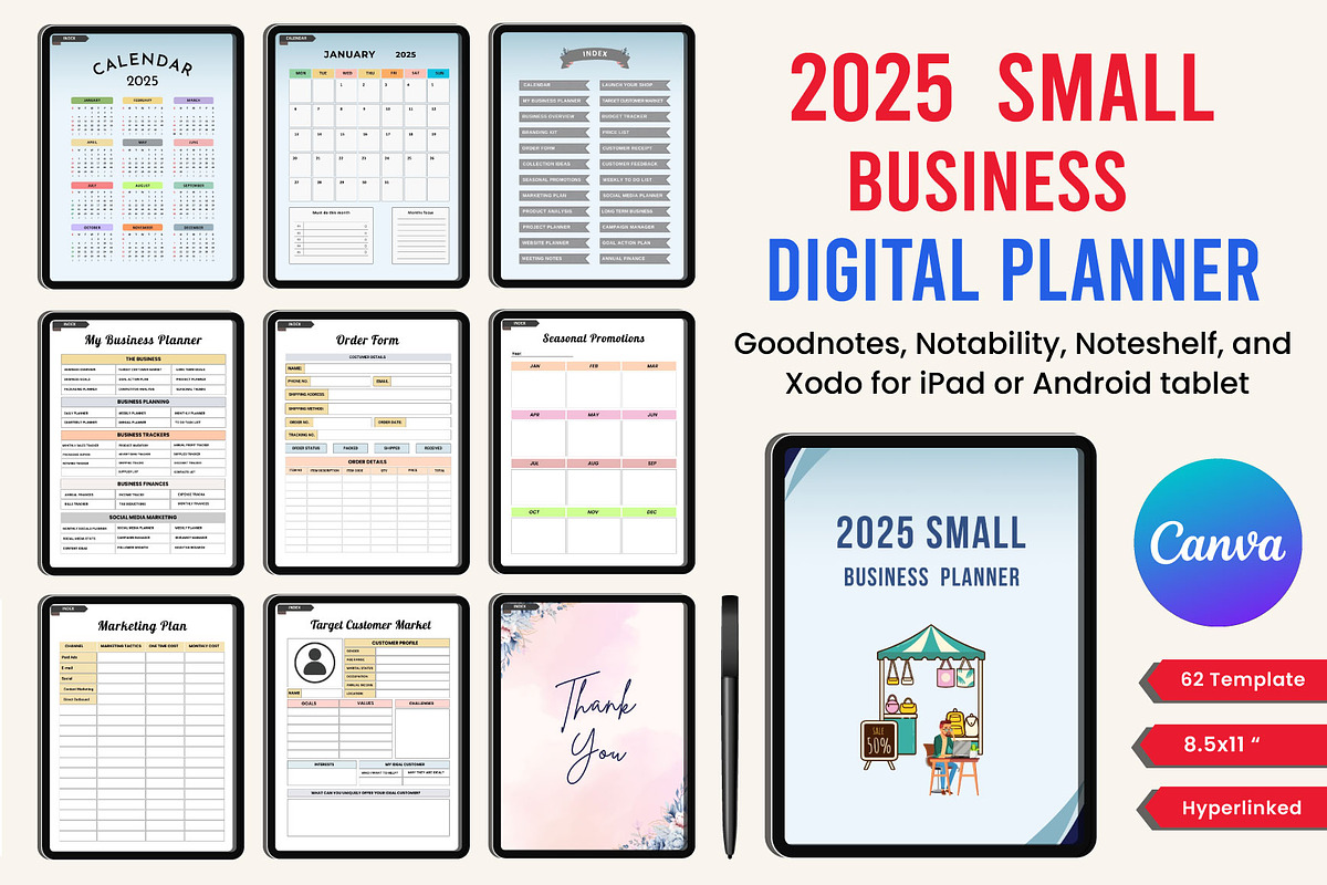 2025 Digital Planner Bundle, a Stationery Template by Designmela01 (Photo 6 of 10)