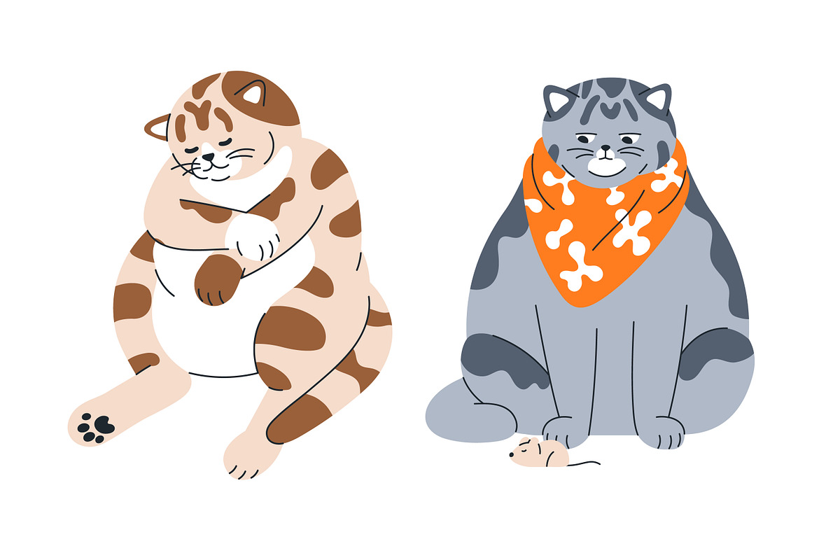 Cute, funny, comic cats. Cartoon set, an Animal Illustration by Good Studio (Photo 3 of 20)