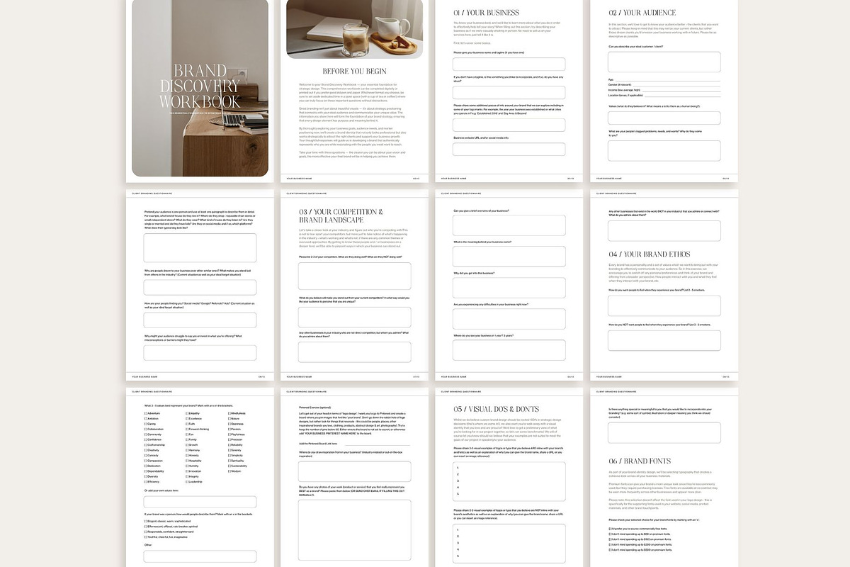 Brand Discovery Workbook, a Marketing Template by Willow & White Studio (Photo 2 of 6)