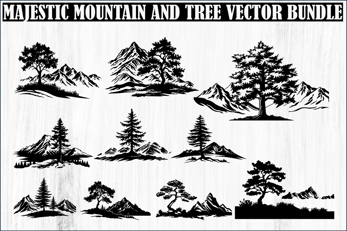 Majestic Mountain and Tree Vector Bu, a Graphic by Creativeshirt (Photo 1 of 11)