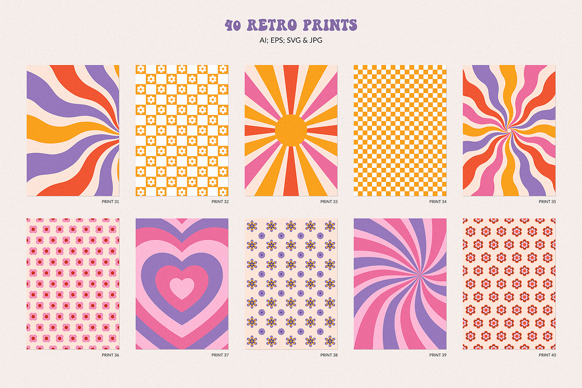 Retro Vibes Graphic Set 60s 70s, an Illustration by May Motif (Photo 12 of 23)