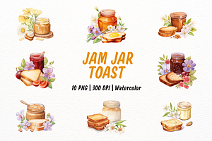 Floral Vintage Jam jar and Toast, a Food Illustration by New-School-Wave