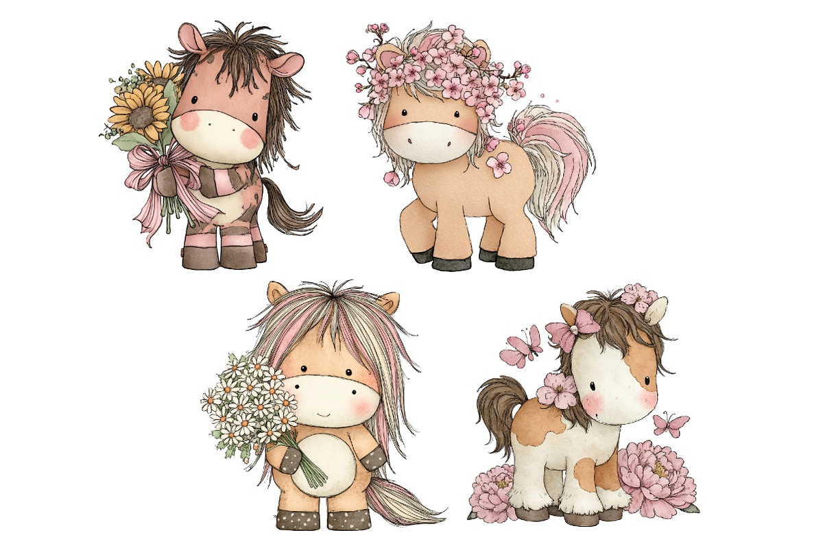 Cute Pony Horse Clipart, an Animal Illustration by Creative Art (Photo 7 of 7)