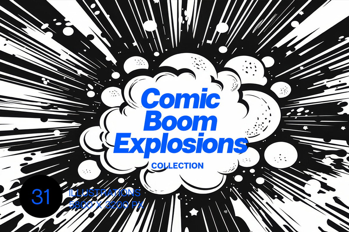 Comic Boom Explosions. 31 images, a Decorative Illustration by Handmadefont (Photo 2 of 20)