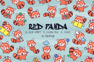 Red Panda Clipart Bundle