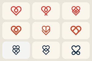 Modern Minimal Heart Logo Collection, an Outline Icon by Vectorium Studio