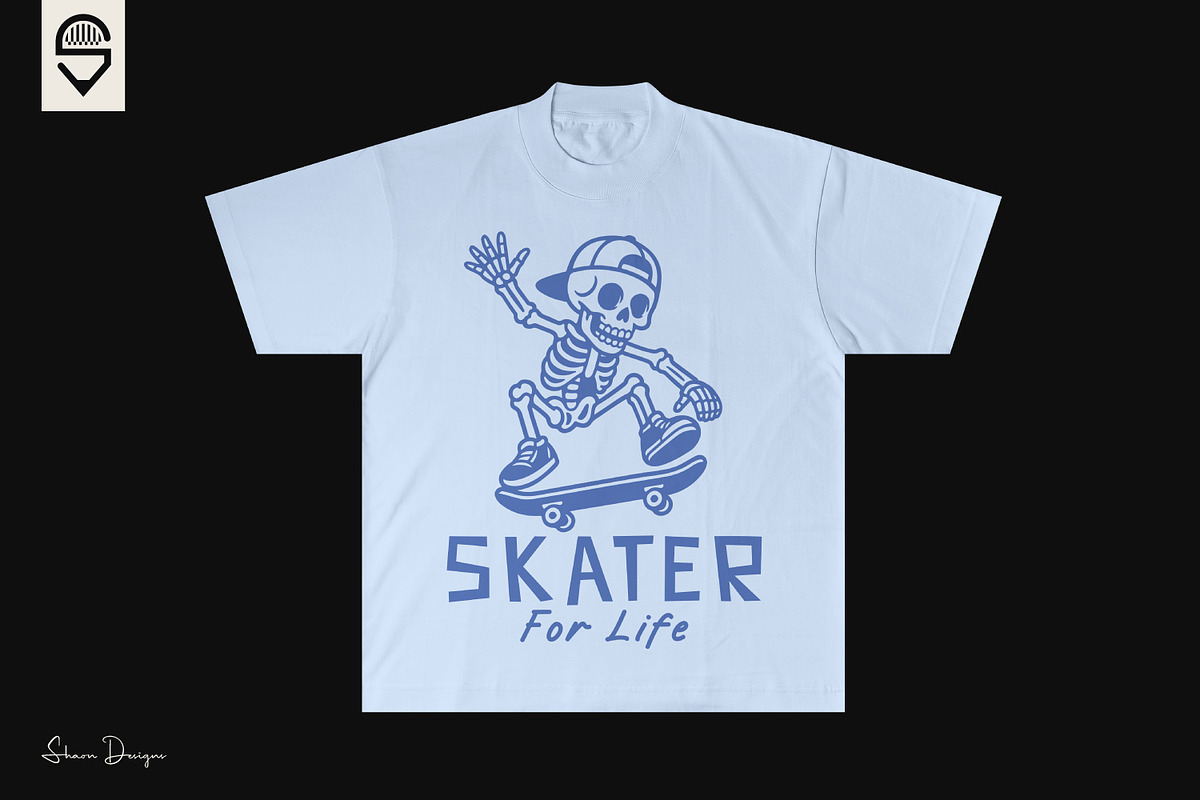 Skater for life, skeleton skateboard, a Graphic by shaondesigns (Photo 3 of 7)