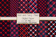 Red and Navy Plaid Patterns, a Texture Illustration by DreamPrint404 (Thumbnail 1 of 4)