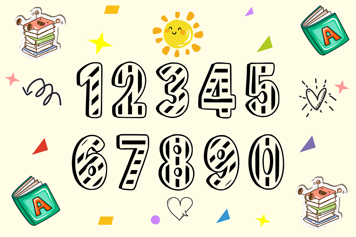CHILDREN COMICS - Striped Kids Font, a Sans Serif Font by KiddoGlyphs Studio (Photo 5 of 5)