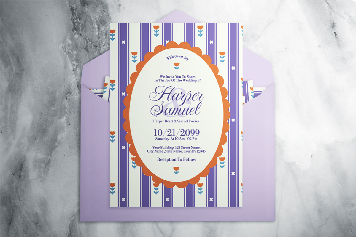 Floral Pattern Wedding Invitation, an Invitation Template by The Good Store (Photo 2 of 4)