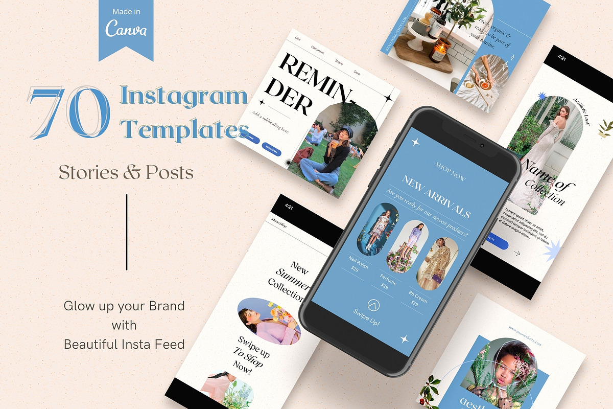 Baby Blue Instagram Templates, a Social Media Template by DesignbySamVN (Photo 1 of 10)