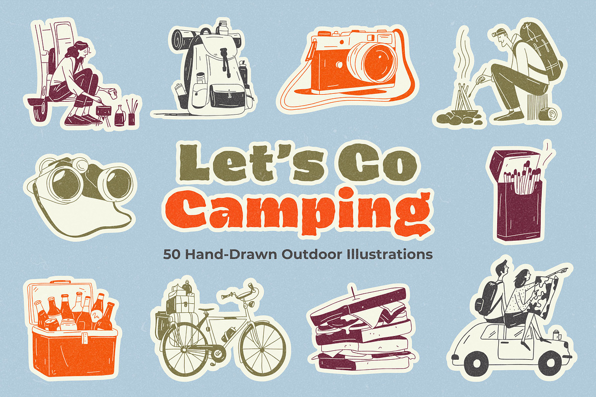 Lets Go Camping: 50 Illustration Set, a Person Illustration by Veyla (Photo 1 of 14)