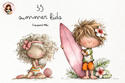 Summer Kids PNG Clipart Watercolor, a Seasonal Illustration by Nicolle's Colorful Art (Thumbnail 1 of 4)