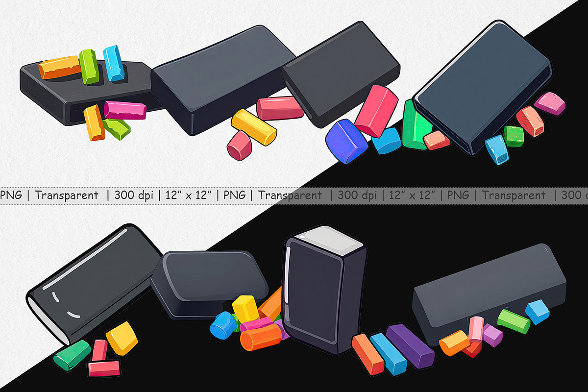 Eraser and Chalk Clipart, a Graphic by Artnoy (Photo 2 of 5)