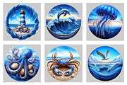 Watercolor Summer Nautical Clipart, an Illustration by Black Bird Studio (Thumbnail 5 of 5)