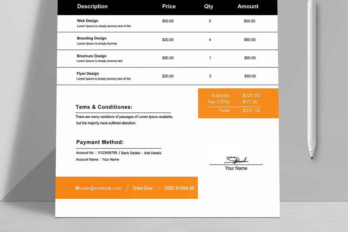 Invoice Template, a Stationery Template by MightyDesign (Photo 2 of 5)
